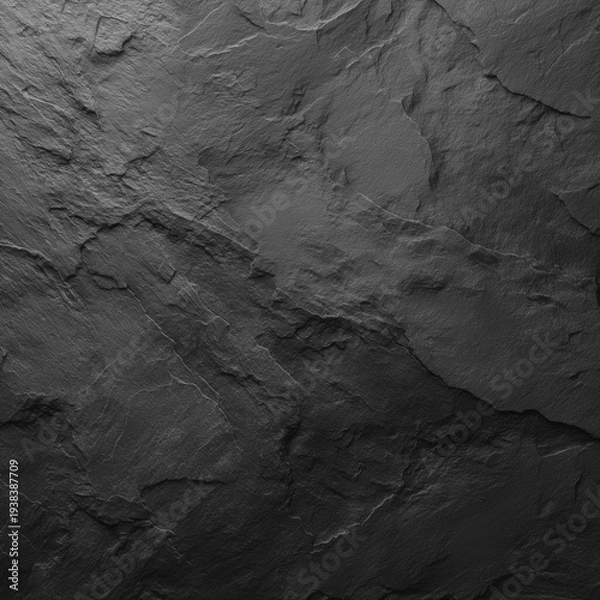 Obraz 黒い岩の表面の質感。背景やテクスチャ素材に最適な岩肌のクローズアップ。