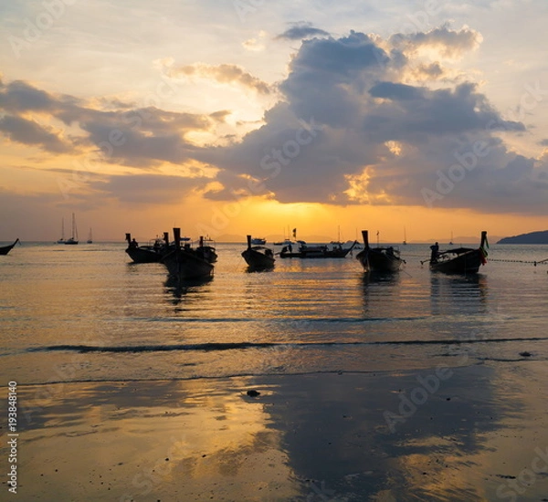 Fototapeta Thailand. Phuket, sunset boat