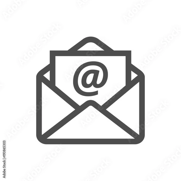 Obraz Email and mail icon isolated on white background.