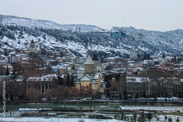 Obraz snowy tbilisi view churches