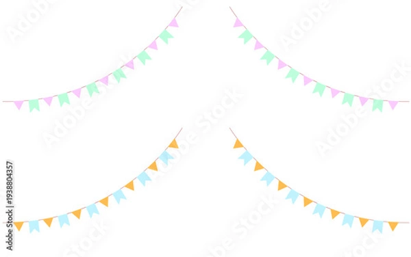 Obraz パステルカラーのガーランドフレーム、飾りセット。