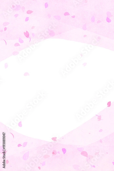 Obraz 春イメージの桜の花びらフレーム背景 縦