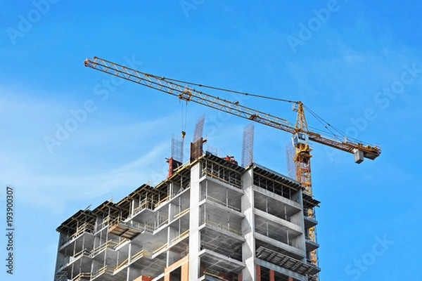 Obraz Crane and highrise construction site