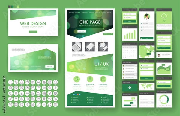 Fototapeta Website design template and interface elements