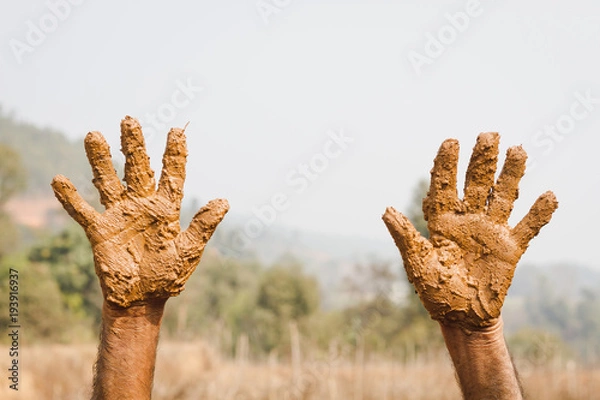 Obraz Dirty Hands,Muddy hands of an unidentified worker.