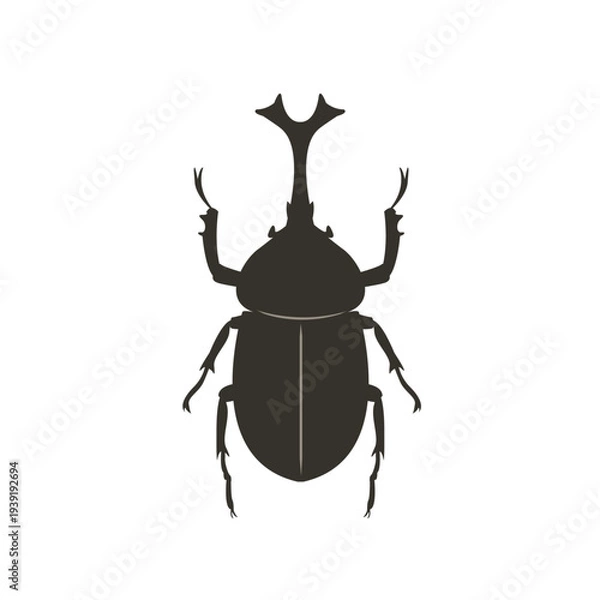 Obraz カブトムシのシルエットイラスト　昆虫のイラスト　カブト虫　夏素材