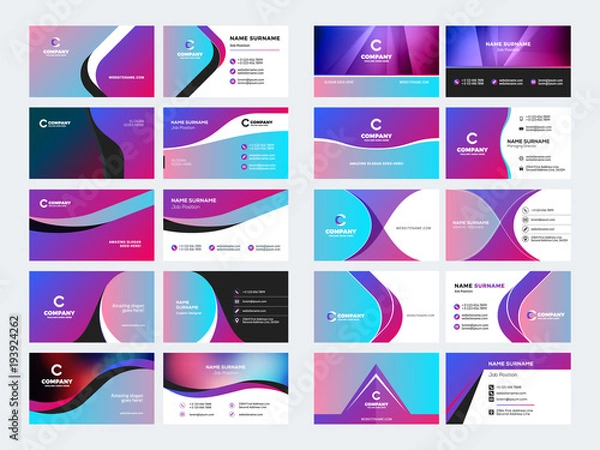 Fototapeta Double sided business card templates. Stationery design vector set. Vector illustration