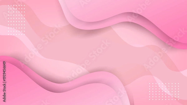 Obraz 立体的なペーパーカットとピンクの波の抽象背景ベクター素材

