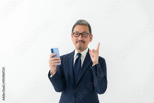 Obraz ビジネス　男性　スマートフォン　スマホ