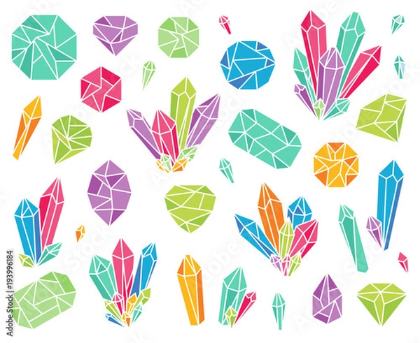 Obraz Vector Collection of Beautiful Crystals and Gemstones