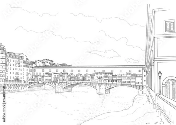 Fototapeta szkic starego mostu