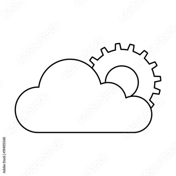 Fototapeta cloud computing with gears machinery vector illustration design