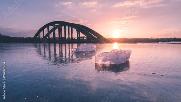 Fototapeta Bridge with sunset