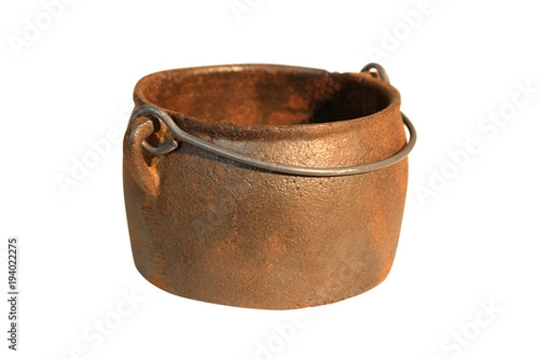 Obraz Antique iron pot. isolated.