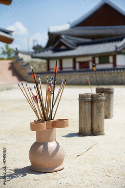 Fototapeta Tuho game of Joseon Dynasty. Tongjeyoung is a historical site of the Joseon Dynasty in Tongyeong, South Korea.