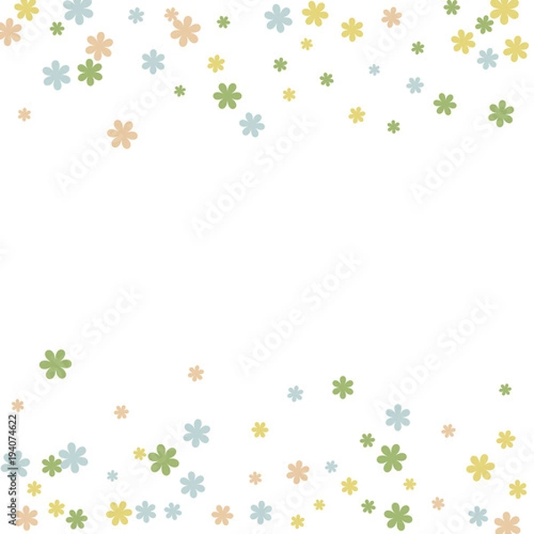 Fototapeta Delicate Floral Pattern with Simple Small Flowers for Greeting Card or Poster. Naive Daisy Flowers in Primitive Style. Vector Background for Spring or Summer Design.