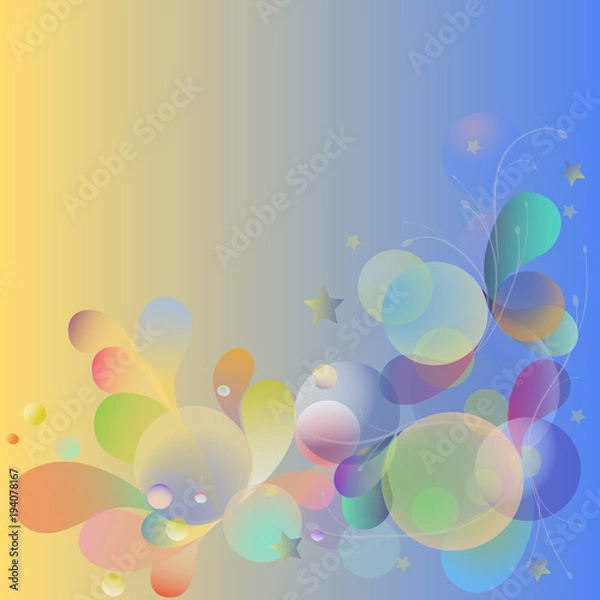 Obraz Colorful balls, bubbles, stars abstract background. Abstract space, disco for design, can be used for wallpapers, fills drawings, web page background, surface texture, textiles.