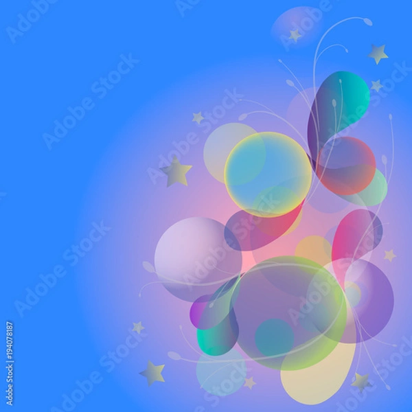 Obraz Colorful balls, bubbles, stars abstract background. Abstract space, disco for design, can be used for wallpapers, fills drawings, web page background, surface texture, textiles.