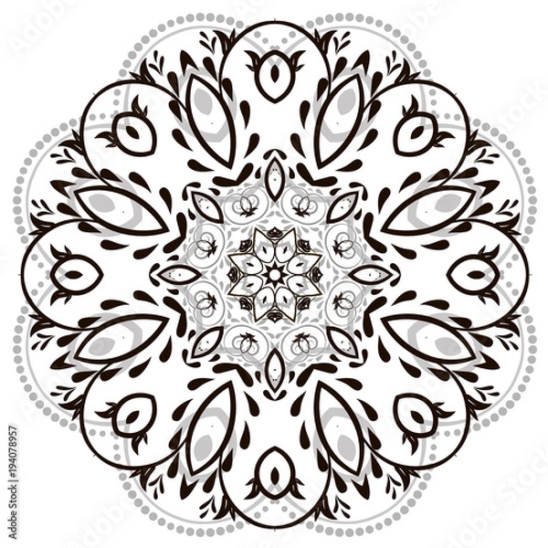 Obraz Ornamental round organic pattern, circle background with many details, can be used for wallpaper, pattern fills, background,surface textures, mandala. Traditional Oriental pattern.