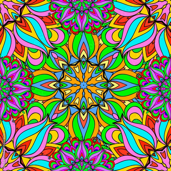 Obraz Colorful seamless pattern mandala, can be used for wallpaper, pattern fills, web page background, surface textures. Arabic, India, Islam, Asia. Happy desig pattern.