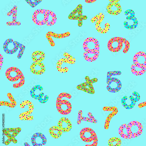 Obraz Seamless pattern wiith digits with flowers on a blue background