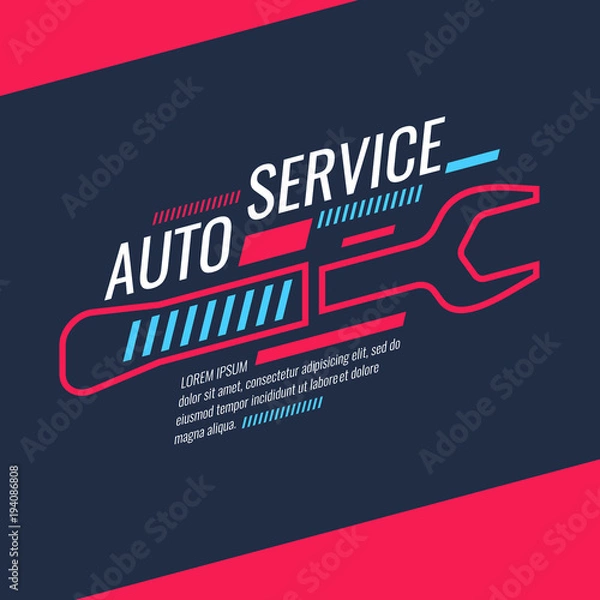Fototapeta Modern auto service poster. Vector illustration