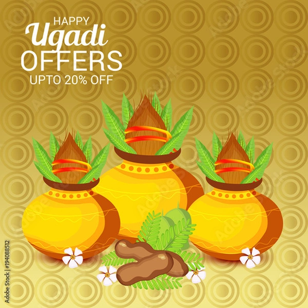 Fototapeta Happy Ugadi (Hindu New Year).