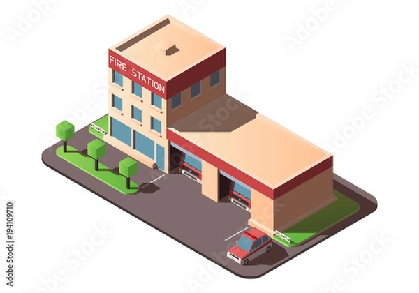 Obraz Isometric fire station