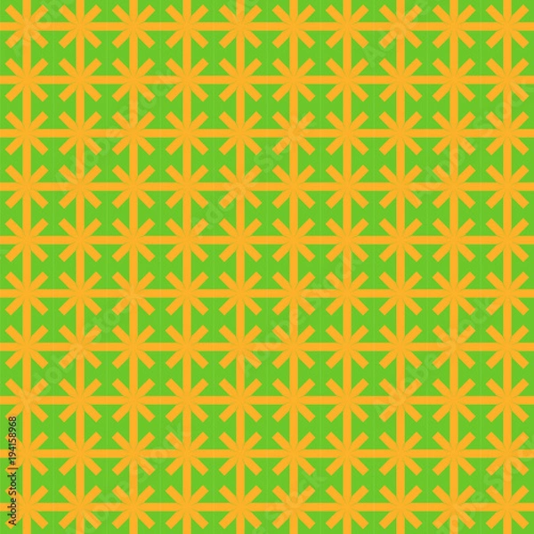 Fototapeta vector illustration seamless abstract background image of geometric yellow bows on a green background