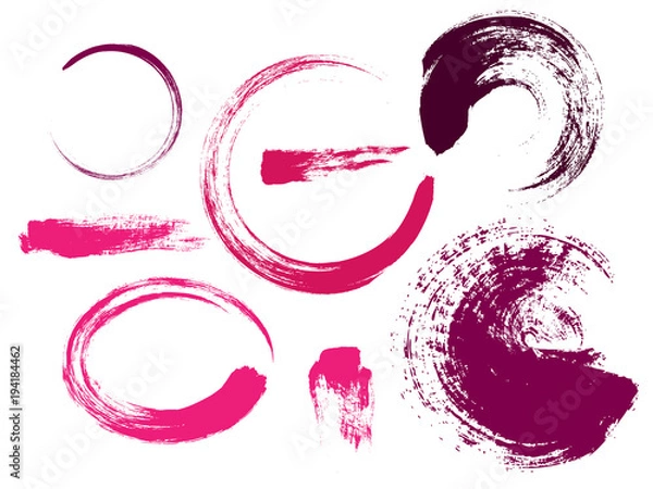 Fototapeta Vector set collection of pink smears paint isolated on white background.