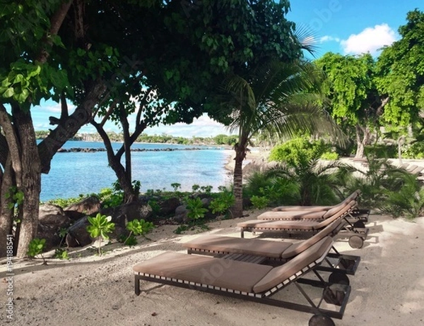 Obraz sunbeds on the beach 