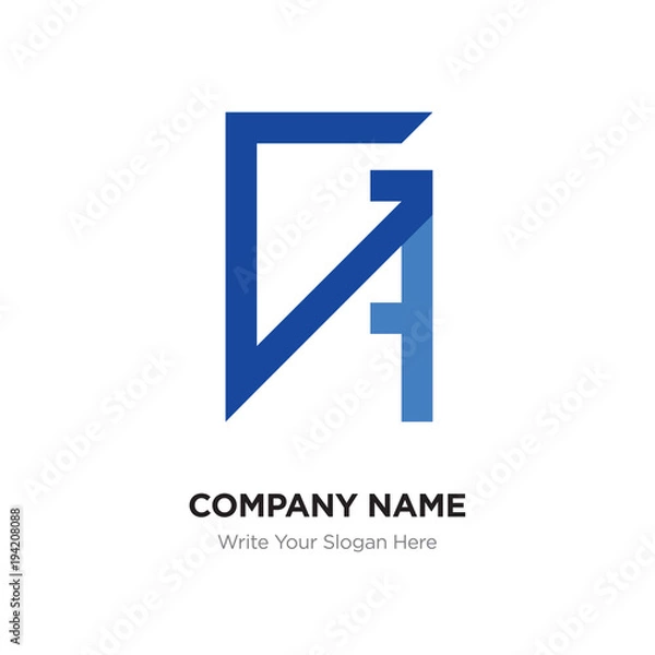 Fototapeta Abstract letter GB,BG logo design template, blUE Alphabet initial letters company name concept. Flat thin line segments connected to each other