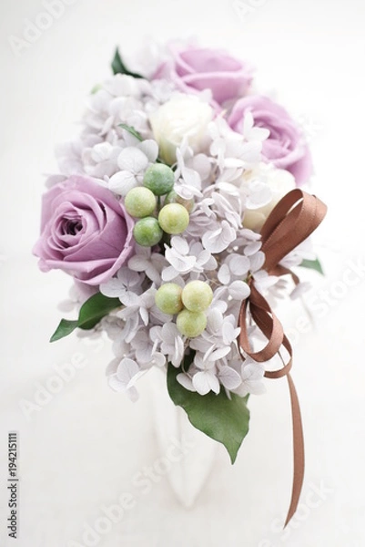 Obraz プリザーブドフラワー　紫バラ　花器　