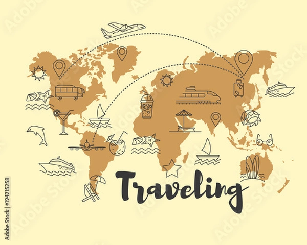 Fototapeta Abstract World map banner.