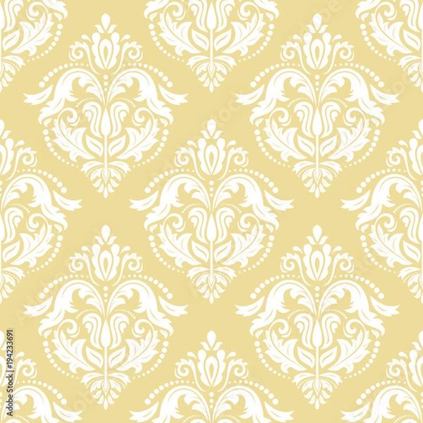 Fototapeta Classic seamless vector white pattern. Damask orient ornament. Classic vintage background