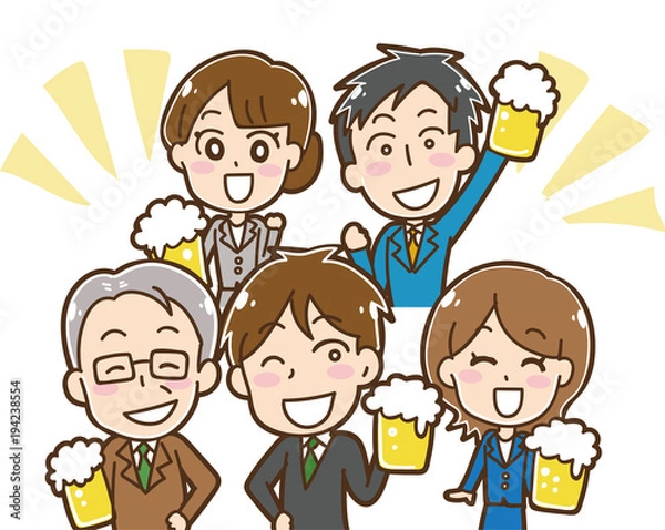 Obraz 生ビールを持つ会社員のイラスト素材