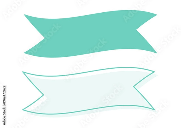 Obraz フラッグ状・タイトル背景用のリボン型バナー・リボン・見出しフレームセット