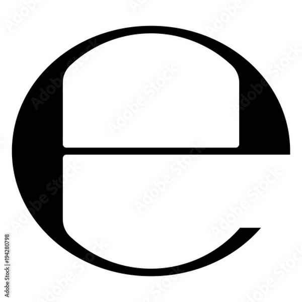 Fototapeta Szacunkowa ilustracja wektorowa znak. Na białym tle czarny e-znak lub symbol e na białym tle