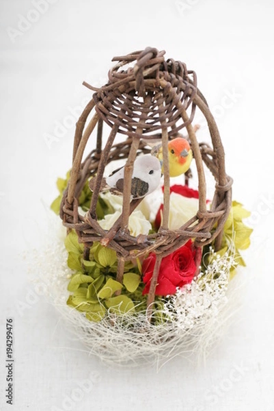 Obraz プリザーブドフラワー　鳥かご