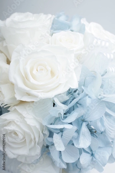 Obraz プリザーブドフラワー　ブーケ　青白