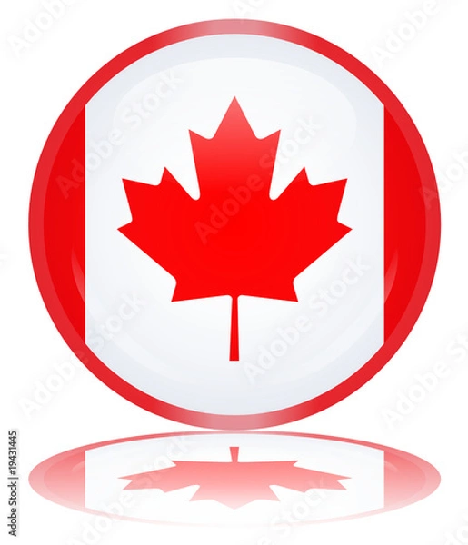 Obraz Canadian Round Flag Button (Canada Web Shiny Vector Reflection)