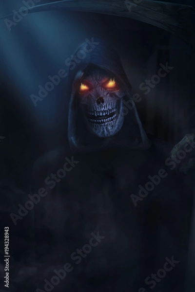 Obraz death with skull in hand fear horror