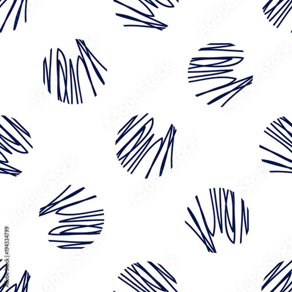 Fototapeta Seamless abstract background for your design. Pattern for fabric, paper, sites, cards. Blue monochrome texture with dots or circles