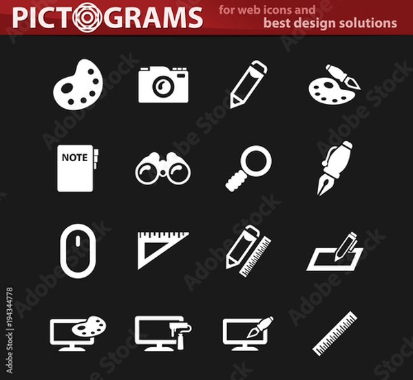Obraz Design white icons set