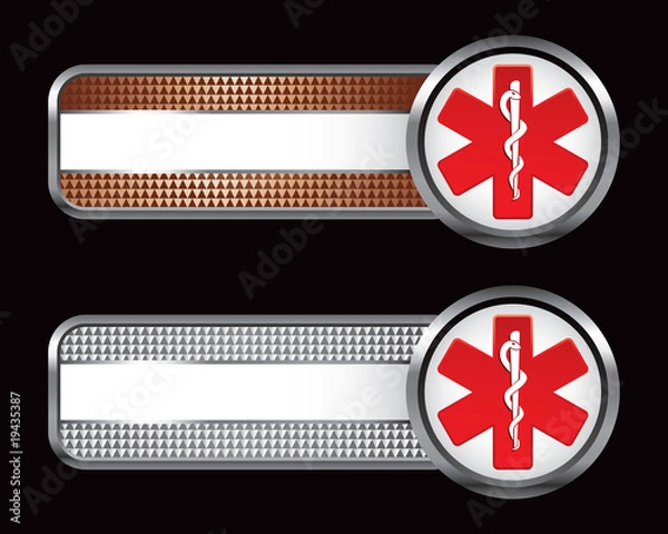 Obraz caduceus bronze and silver checkered banners