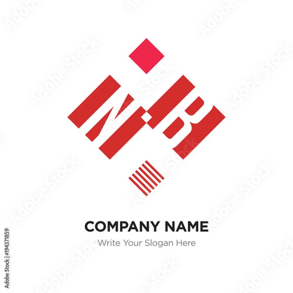 Fototapeta Abstract letter NB or BN logo design template, Black Alphabet initial letters company name concept. Flat thin line segments connected to each other