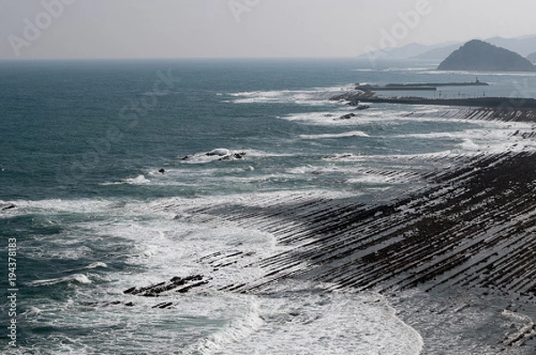 Obraz 鬼の洗濯岩と白波