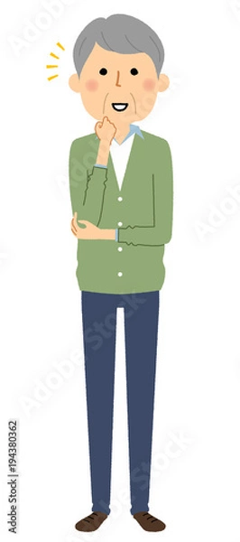 Fototapeta シニア男性　おじいちゃん　気付く