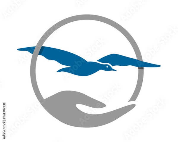 Fototapeta seagull circle hand image vector icon