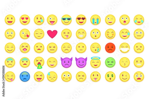 Obraz Emodji Icon Set. Emoticon for chat, messages,web. Isolated vector illustration